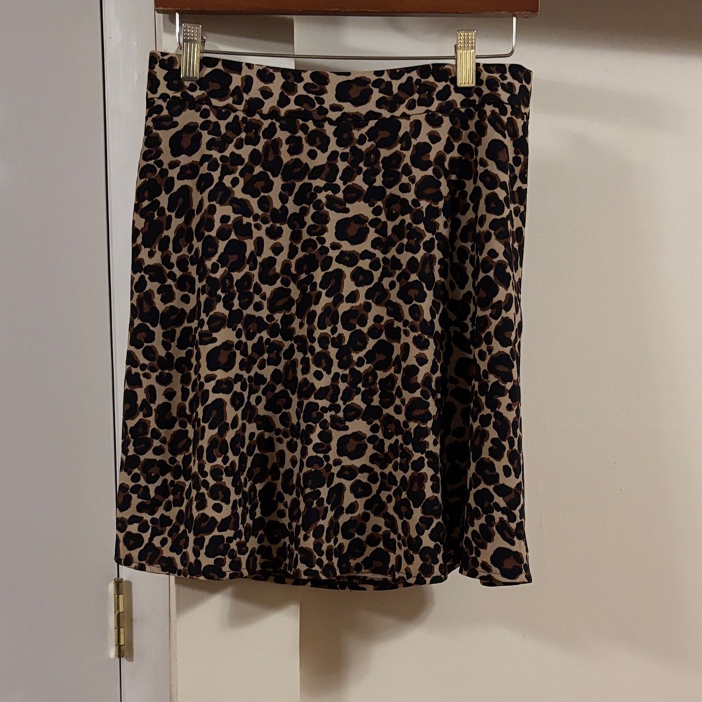 LOFT Animal Print Skater Skirt